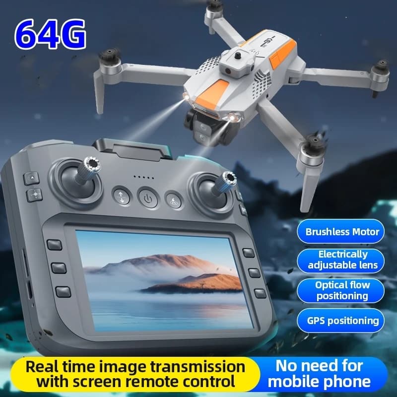 LF669 FPV Drone 5G Schermo LCD da 4,5 pollici Telecomando Dron 4K HD Camera 360 ° Quadricottero RC senza spazzole GPS per evitare ostacoli 64G