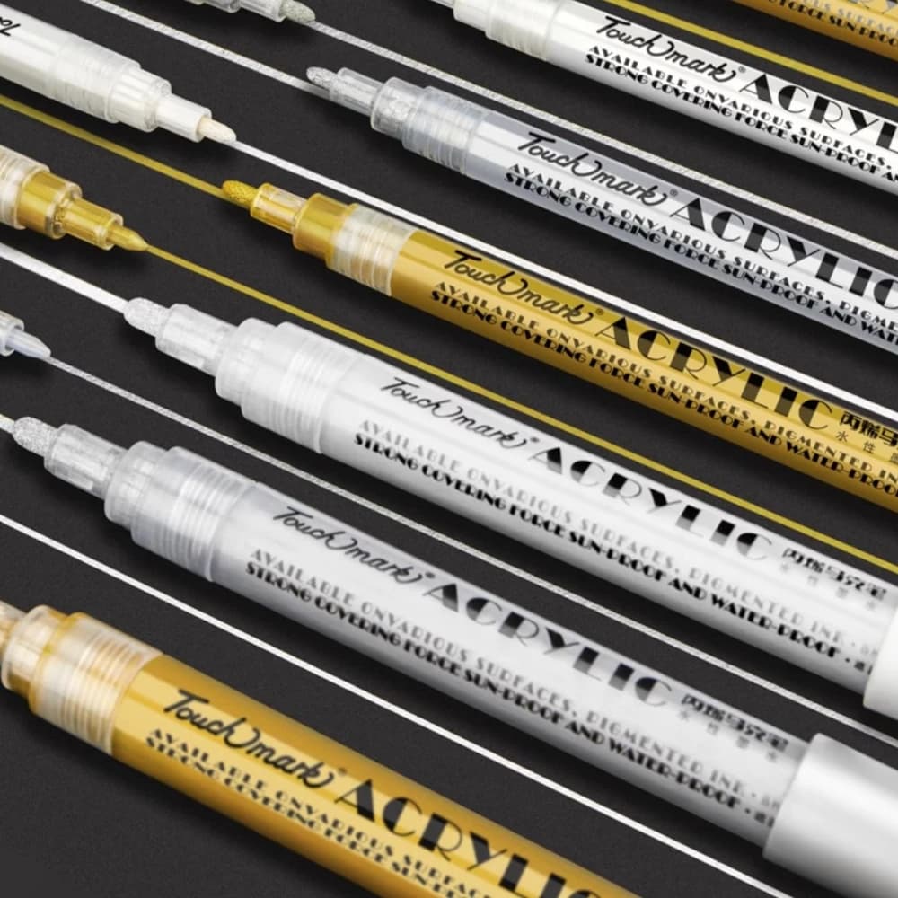 Pennarelli Metallici Oro e Argento 0.7/1mm, Pennarelli Permanenti per Arte, Pennarelli Bianchi per Artigianato, Pittura Fai-da-Te, Creazione di Biglietti, Cancelleria e Materiali Artistici