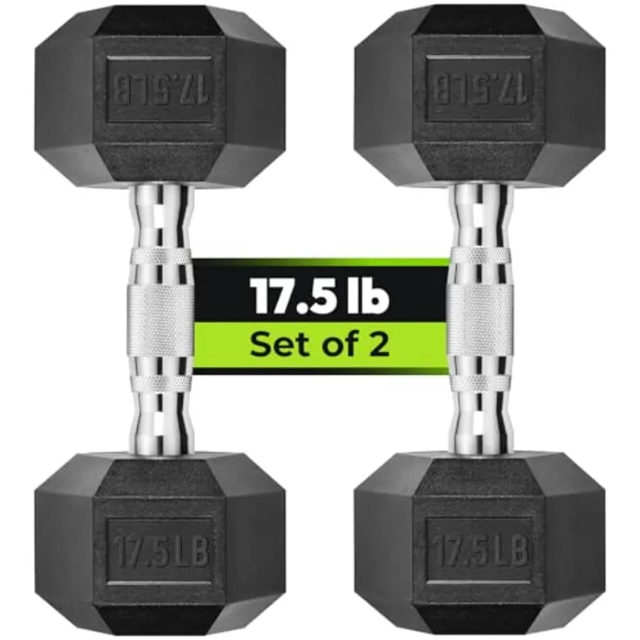 Set di Manubri Esagonali HANDBODE 2.5-65 lb, Manubri Rivestiti in Gomma per Esercizi Fitness, Set di 2 Pesi per Allenamento di Forza