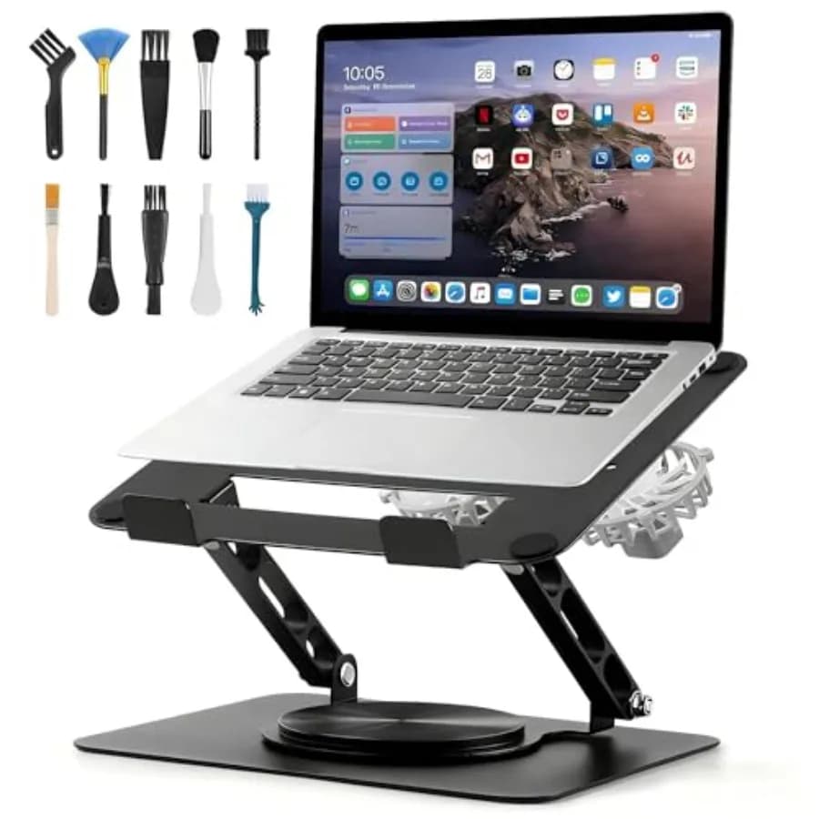 Base di Raffreddamento per Laptop con Supporto Ergonomico Regolabile e Doppie Ventole Staccabili a 360° ° Base Girevole per Laptop da 10"-17" con Funzionamento Ultra-Silenzioso