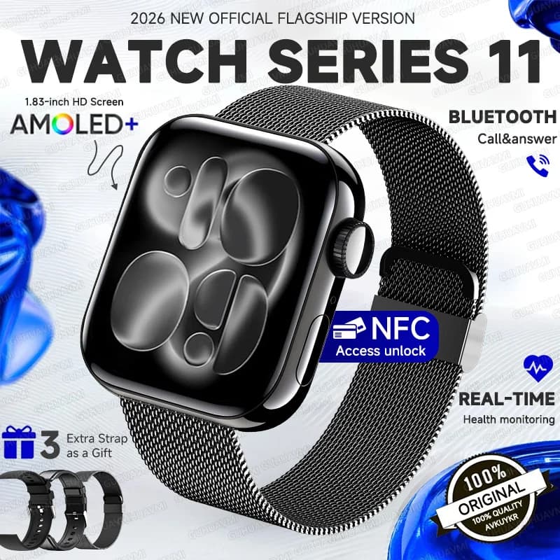 2026 New For iOS Watch Series 11 Watch Ultra HD Watch AMOLED GPS NFC Cardiaca Frequency IP68 Waterproof Sport Fitness Call Smartbracelet