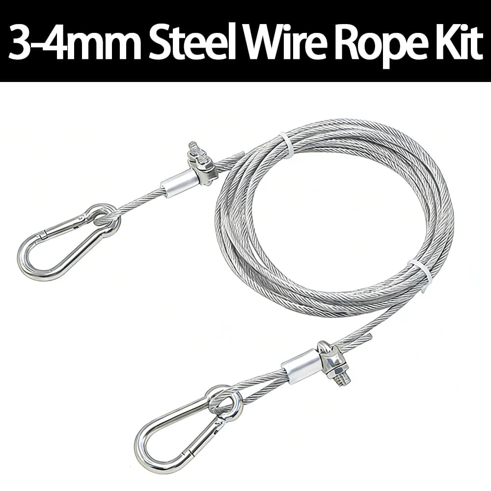 Kit Cavo in Acciaio Inossidabile da 3mm 4mm con Rivestimento in PVC e Morsetto a Molla per Stendibiancheria, Guinzaglio per Cani, Tenda Parasole