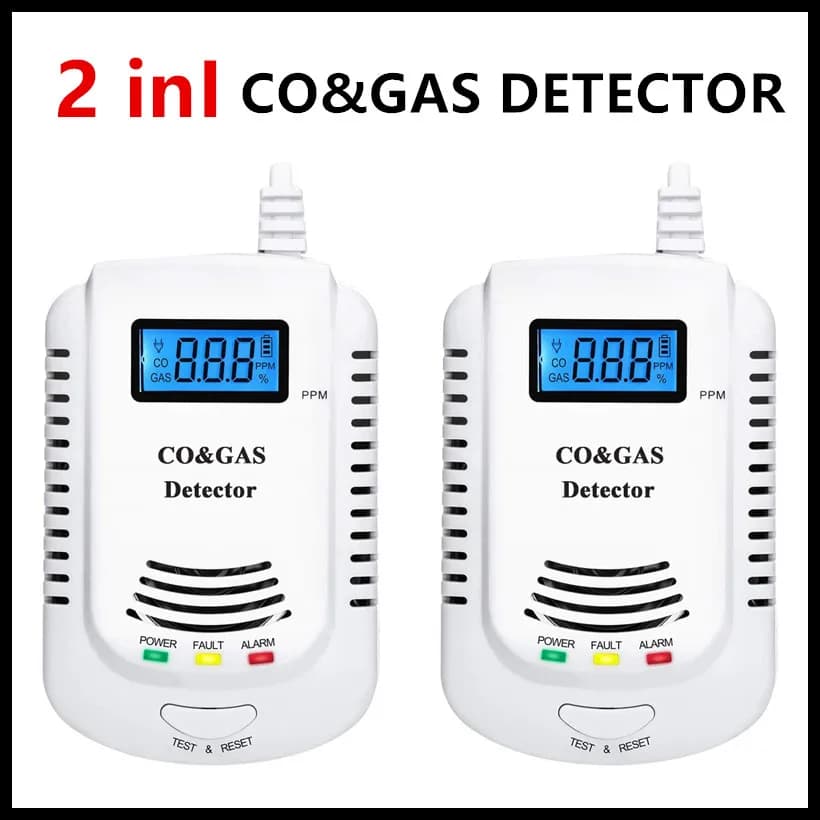 Rivelatore di gas naturale e rilevatore di monossido di carbonio CO, monitor del rilevatore di perdite di gas combustibile per Co, GPL, metano in cucina