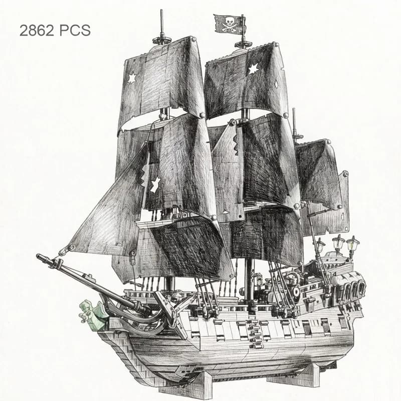 Display per Nave Pirata 1314 Pezzi, Modello MOC-DIY, Giocattolo Educativo Creativo, Regalo Creativo, Puzzle