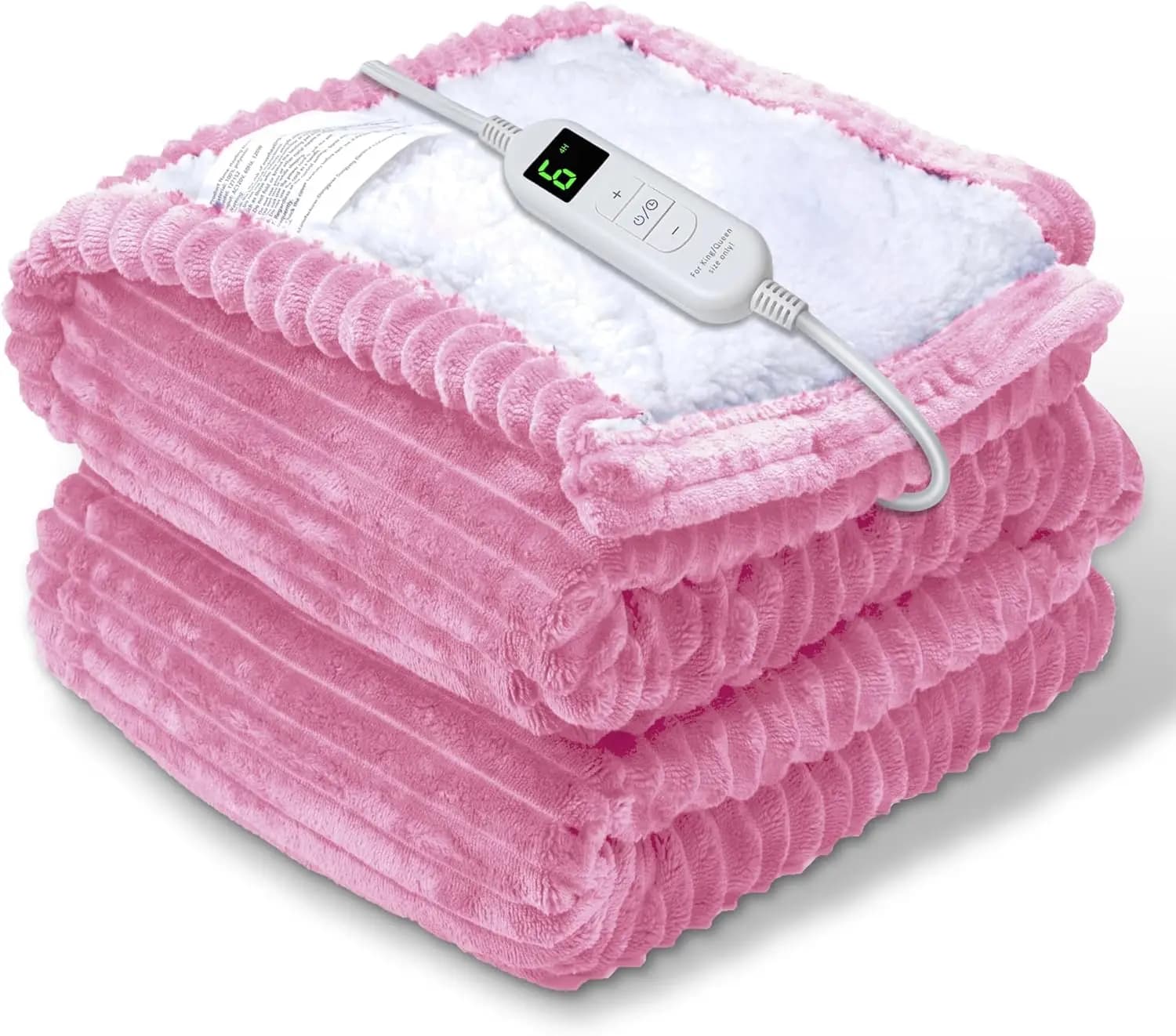 Coperta Elettrica Riscaldata con Timer e Impostazioni di Calore, Regalo Invernale per Adulti in Rosa (50x60 Pollici)