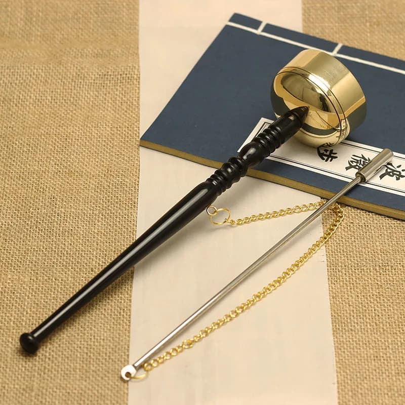 Tibetan Hand Bell Buddhist Instruments with Striker Stick Temple Ceremony Chime Handheld Meditation Tool Buddhist Accessory
