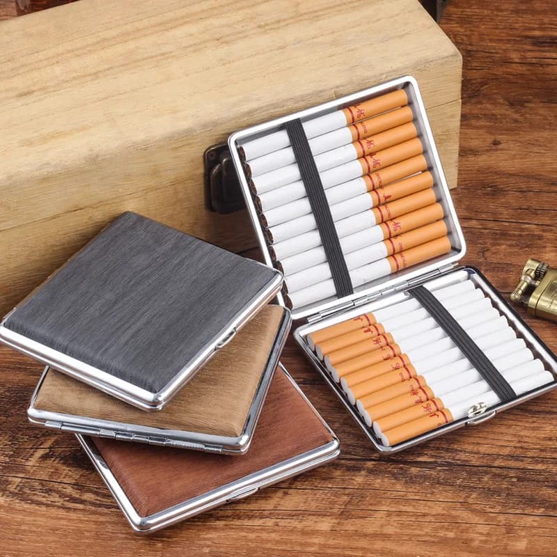 Pack of 20 pcs PU Leather Cigarette Boxes Custom Cigarette Cigarettes with Selling Wood Imitation Cigarettes Men Gadget Accessories