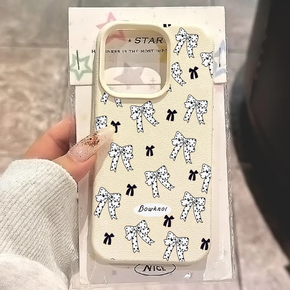 Big Small Bows Phone Case For iPhone 17 16 15 14 13 12 11 Pro Max 16 15 14 Plus 17 16 15 14 13 12 Pro 17Air Silicone Matte Cover
