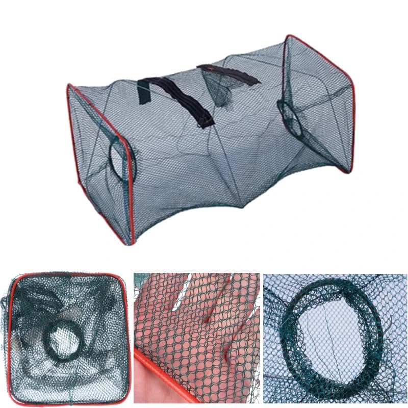 1pc Folded Outdoor Fishing Net Portable Nylon Durable Bait Trap Mesh Cage for Fishing Crab Shrimp Crawfish Crab Lobster Minnow