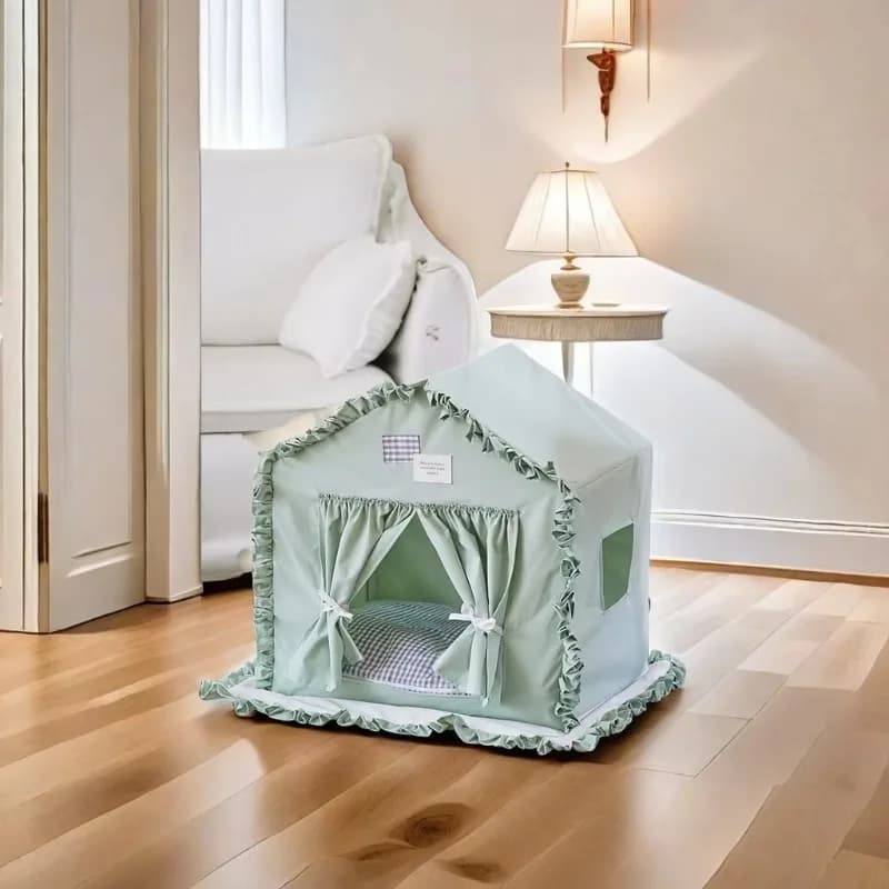 Cuccia Universale Rimovibile e Lavabile per Animali Domestici, Tenda per Cani e Gatti di Piccola Taglia, Letto Principessa per Primavera/Estate in Cotone e Plastica
