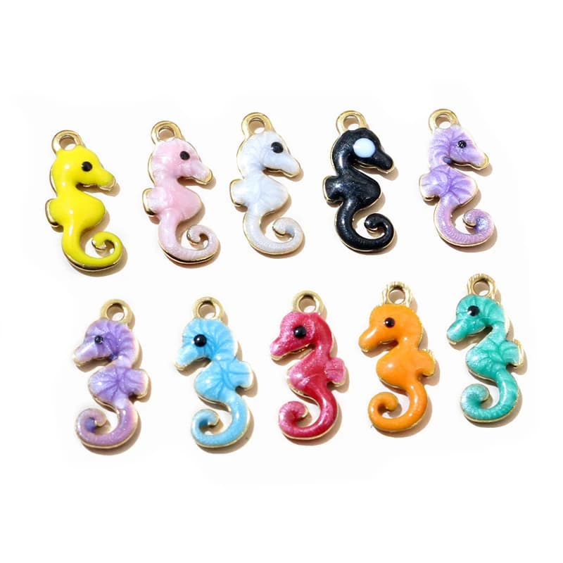 20 pz 11x5mm ippocampo cavalluccio marino smalto Charms ciondolo in acciaio inox gioielli fai da te che fanno accessori per orecchini collana