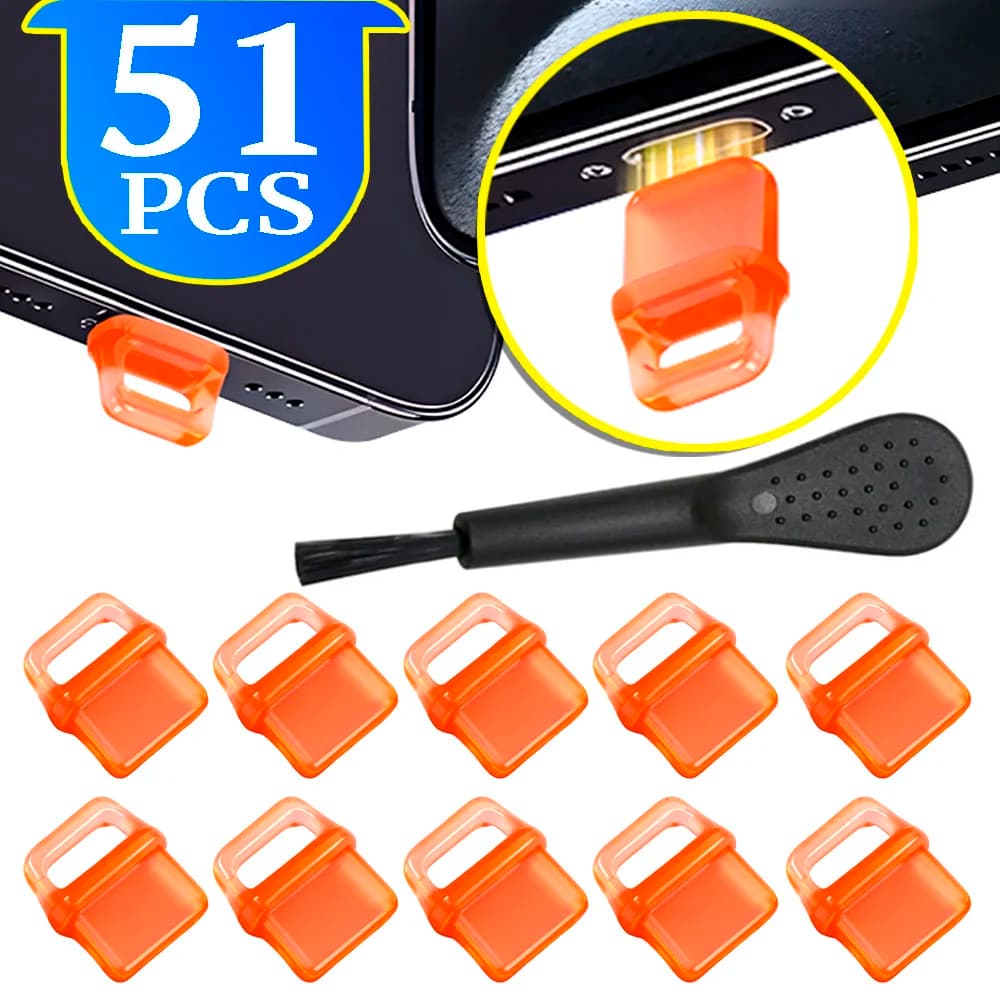 Cappucci fai-da-te in silicone Protezioni porta di ricarica USB C Tappi antipolvere tipo C con spazzola per la pulizia per IPhone 17 Samsung Huawei