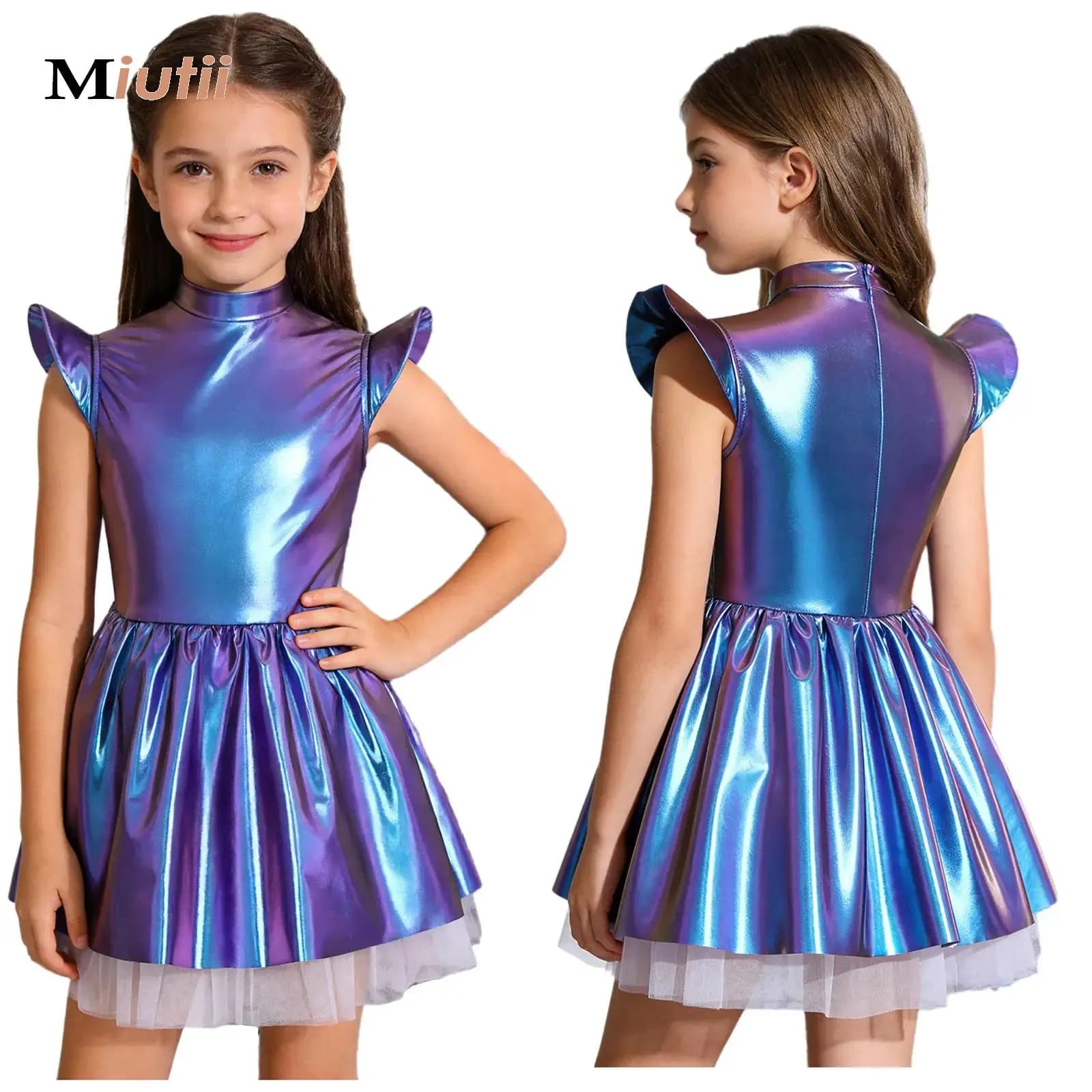 Costume da Festa di Halloween per Ragazze: Alieno, Robot, Astronauta, Guerriero Galattico, Vestito Tutu Spaziale con Cerniera Metallica