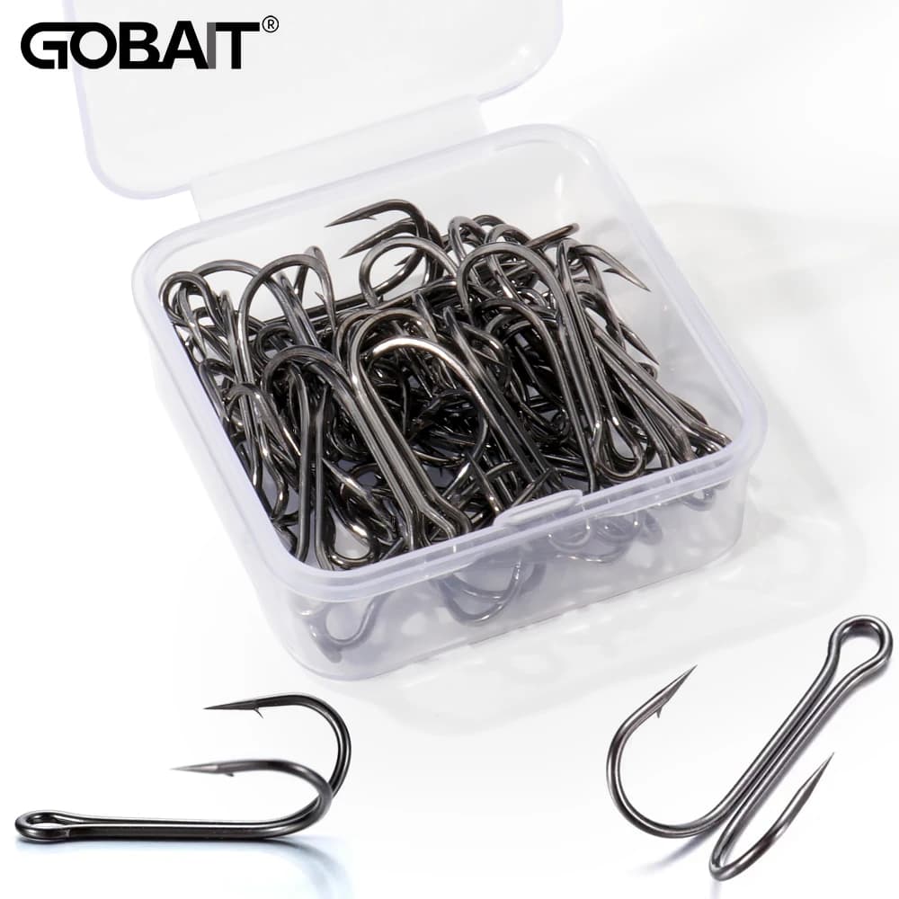 GOBAIT 10-20 Pz Double I love Steel Coal Manovella Spinato Anti-Inceppamento Hooks Recall Soft Kit Equipment Box Fishing Double Ami
