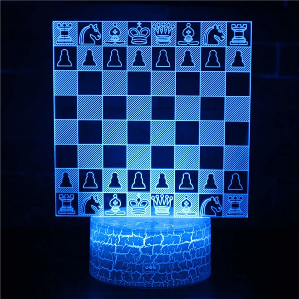 Decorative desk lamp with 3D optical illusion, night light, chess game, touch or remote control for home decorations, holidays