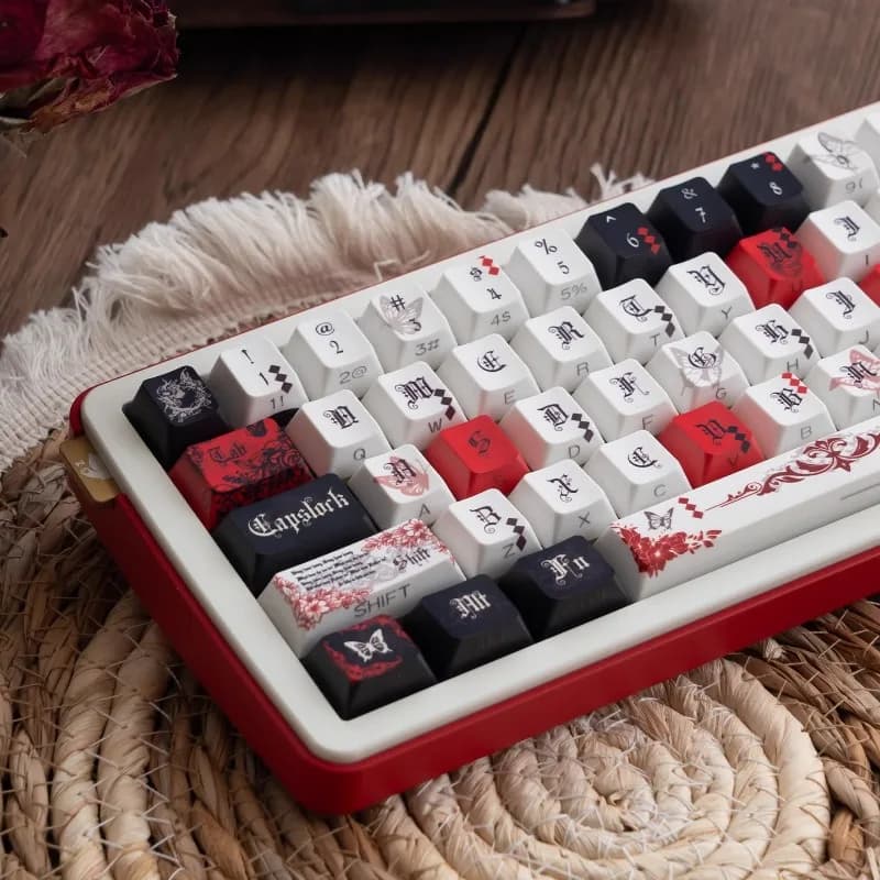 Copritasti a tema farfalla inchiostro Profilo Cherry originale PBT 130 tasti Copritasto per tastiera meccanica Copritasto personalizzato per cartoni animati