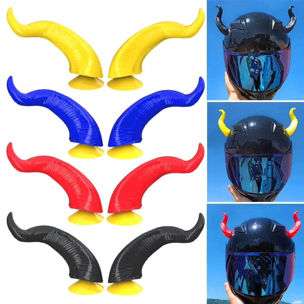 2 pezzi decorazione casco moto corna del diavolo stile accessori casco moto adesivi styling cosplay con ventosa