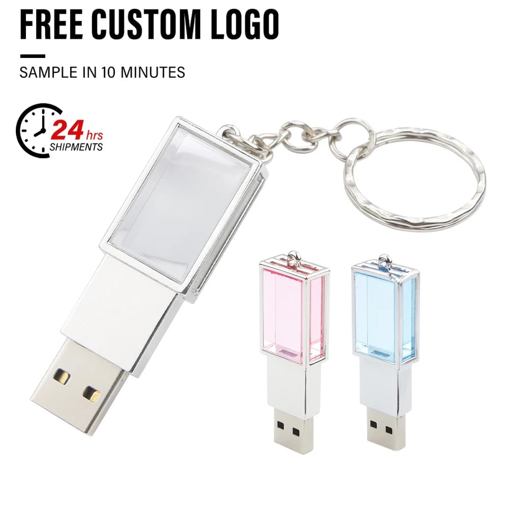 Crystal Pen Drive 128 GB Logo personalizzato gratuito Memory Stick 64 GB Portachiavi gratuito Chiavetta USB 32 GB Regalo di nozze Chiavetta USB 16 GB 8 GB