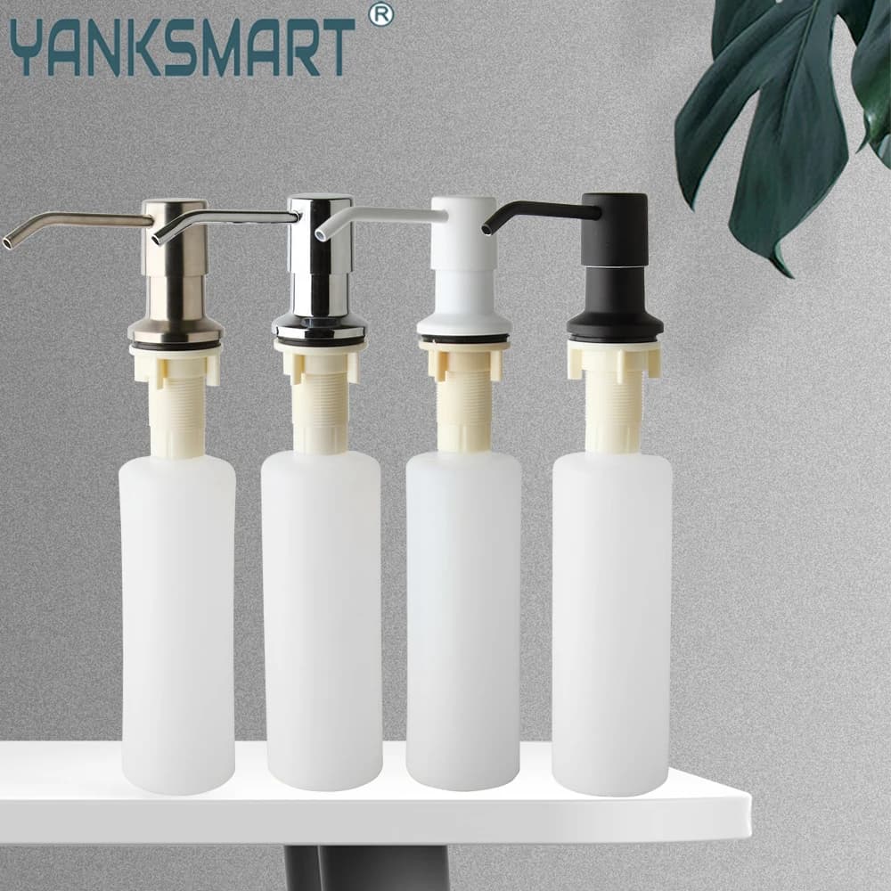 YANKSMART Dispenser di sapone da 300 ml Pompa in acciaio inossidabile Dispenser da appoggio da cucina montato su piano per bagno e cucina