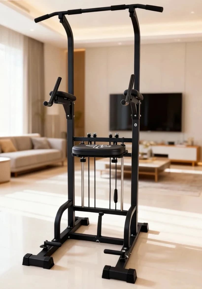 Power Tower Pull-Up Dip Station 450LBS House Force Training Equipment with Stable Traction Bar