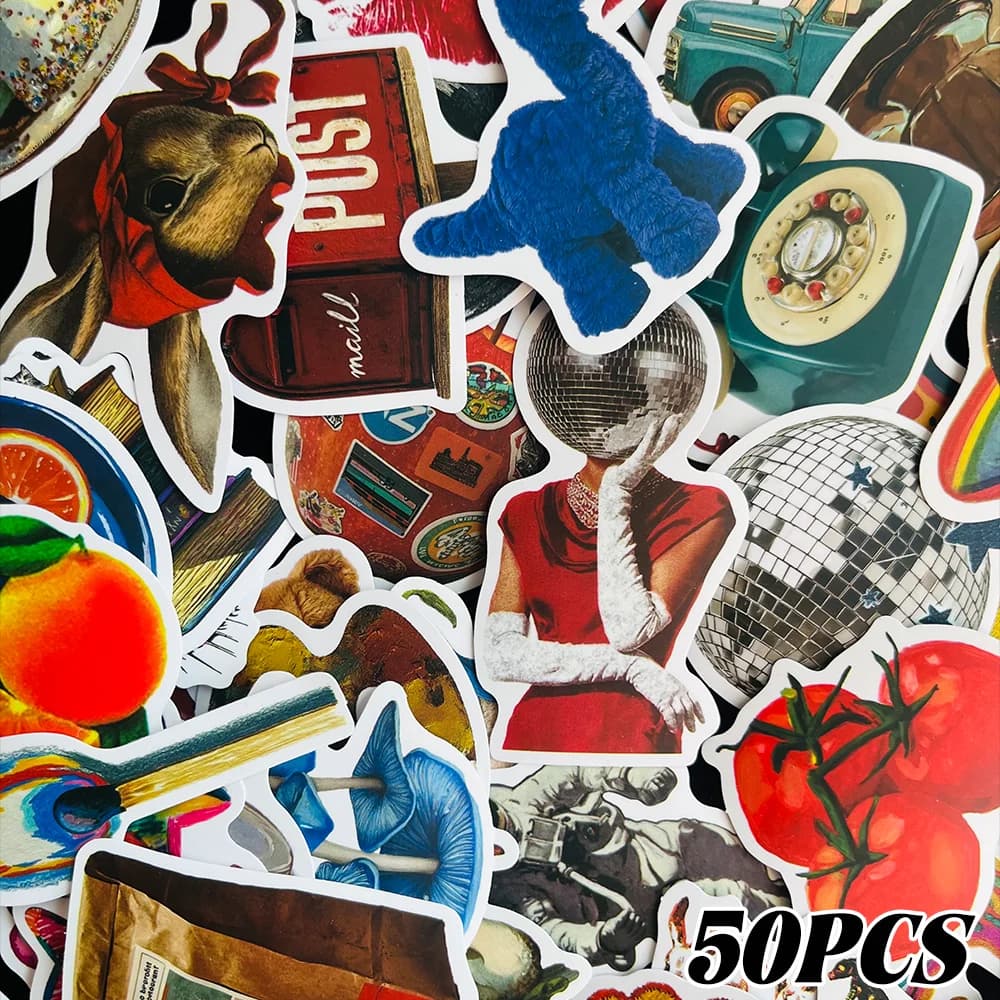 50 Adesivi Vintage Y2K, Creativi e alla Moda, per Decorazioni Fai-da-Te, Scrapbook, Laptop, Valigie, Borracce, Cover per Telefoni