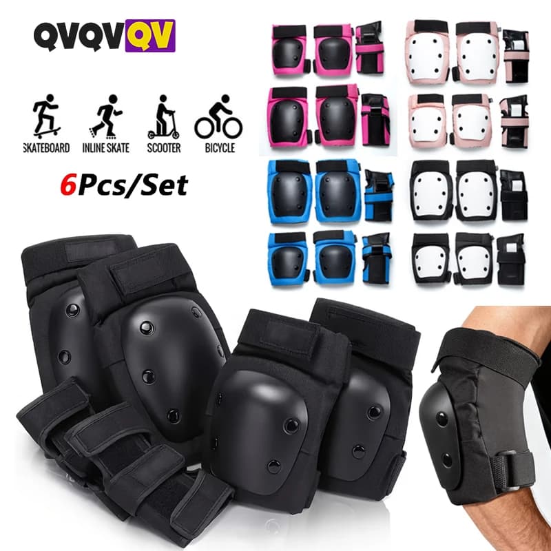 Set di Protezioni 3 in 1: Ginocchiere, Gomitiere e Protezioni per Polsi per Skateboard, Ciclismo, Pattinaggio in Linea e Monopattino