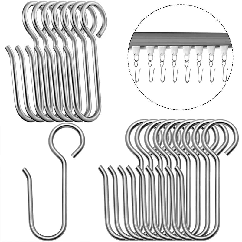 Ganci per binario per tende in metallo da 50 pezzi Ganci decorativi per tende da doccia per tende da soffitto in acciaio inossidabile a forma di S