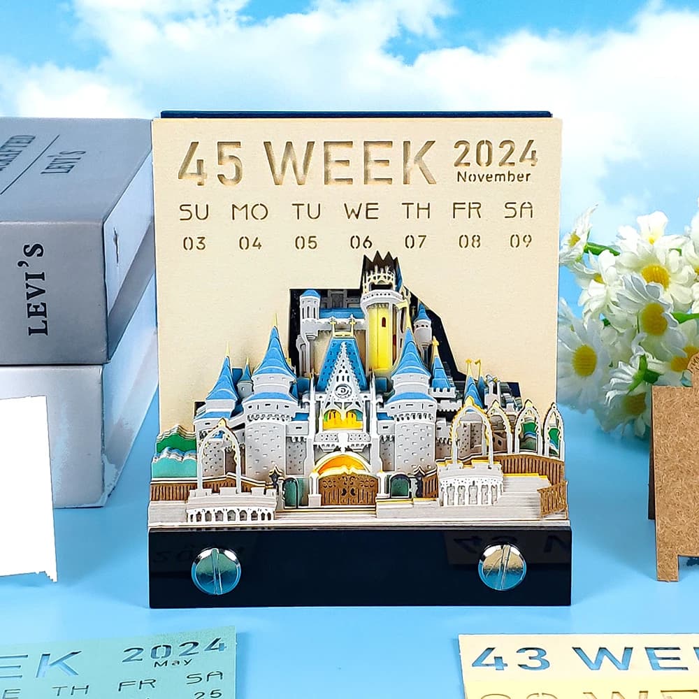 Omoshiroi Block calendario 3D 2024 blocco Note 3D Princess Castle Memo Pad Note adesive blocco Note? Accessori per uffici regalo di compleanno