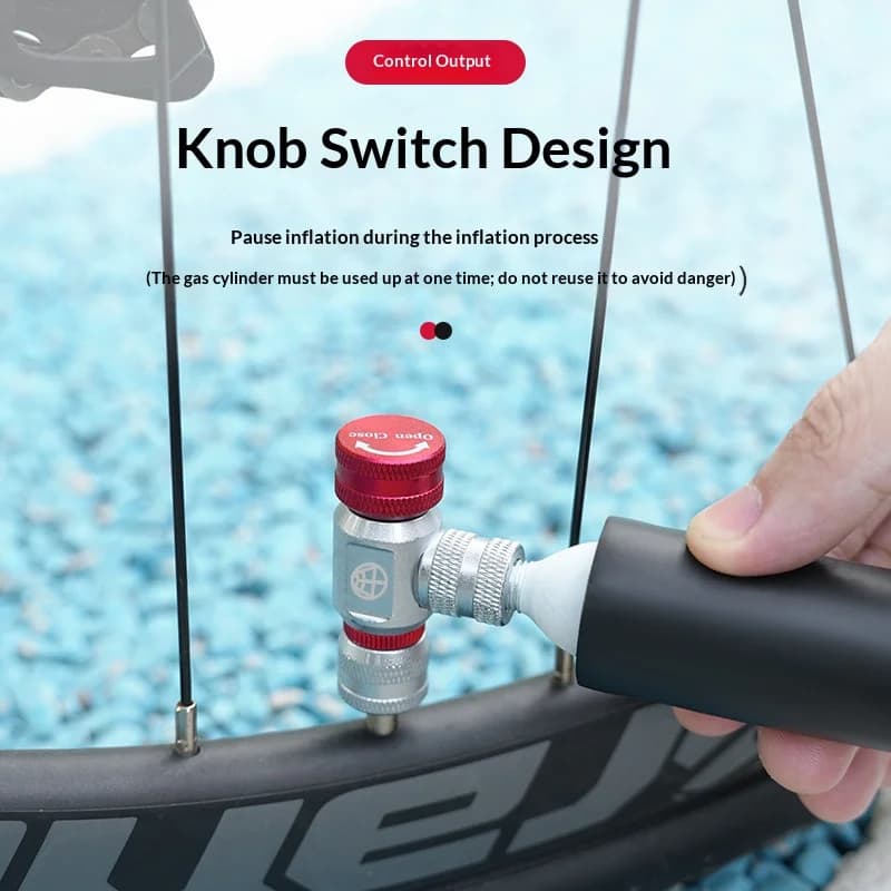 Pompa CO2 Portatile OFFBONDAGE per Bicicletta, Gonfiatore Pneumatici con Adattatore Schrader Presta FV, Pompa Automatica in Lega di Alluminio per MTB e Bici da Strada
