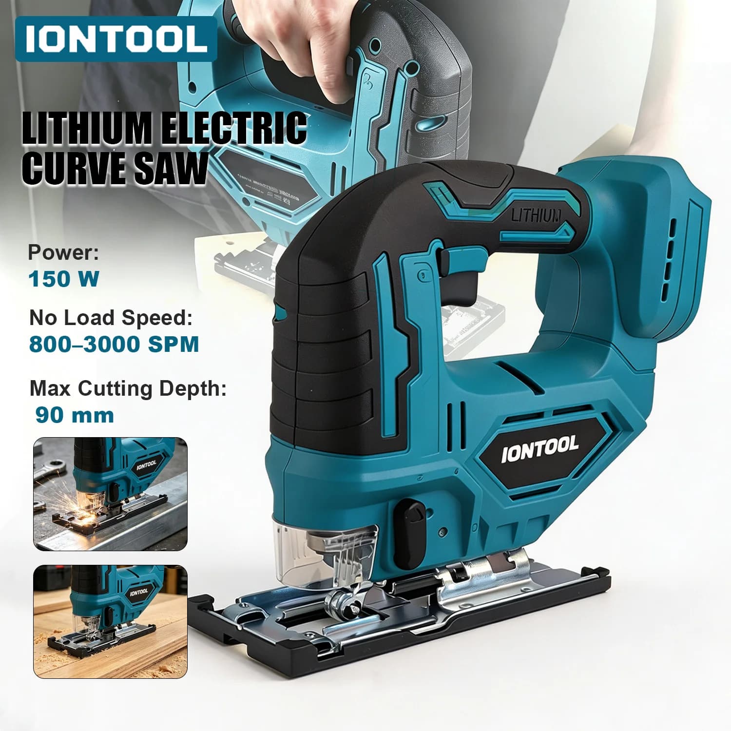 IONTOOL Cordless Jigsaw 150W Power Tool For Curve Cutting Board Trimming Hollow DIY Woodwork For Makita 18V Battery