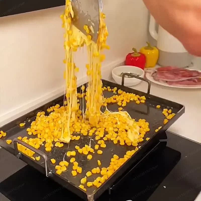 Piastra Teppanyaki rettangolare in ferro, padella Teppanyaki, padella per friggere ispessita, BBQ