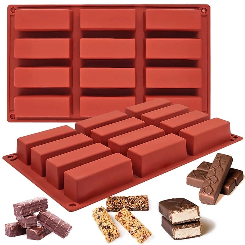 1Pc 9/12 Grids Rectangle Silicone Candy Molds For Baking Bakeware Chocolate Candy Protein Bar DIY Baking Mold Home Kitchen Tools