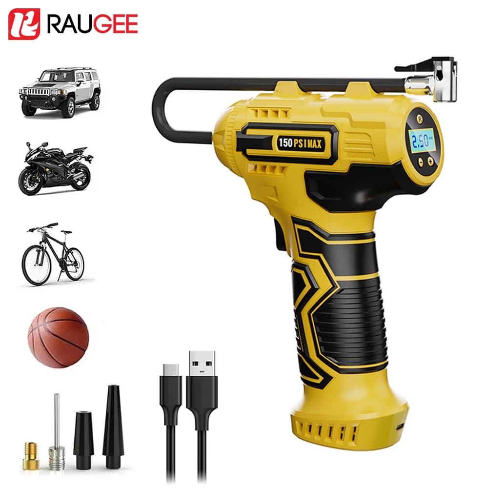 Car Air Pump Air Compressor 150PSI Wireless Portable Tire Inflator Pump with LED Light for Motorcycle Bicycle Car Tyre Ball