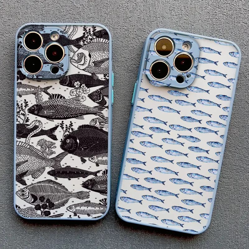 Custodia per telefono artistica con pittura di sardine di pesce per IPhone 17 16 15 14 Pro Max 16 15 Plus 13 12 Mini 11 Pro Max XR XS X Coperture antiurto
