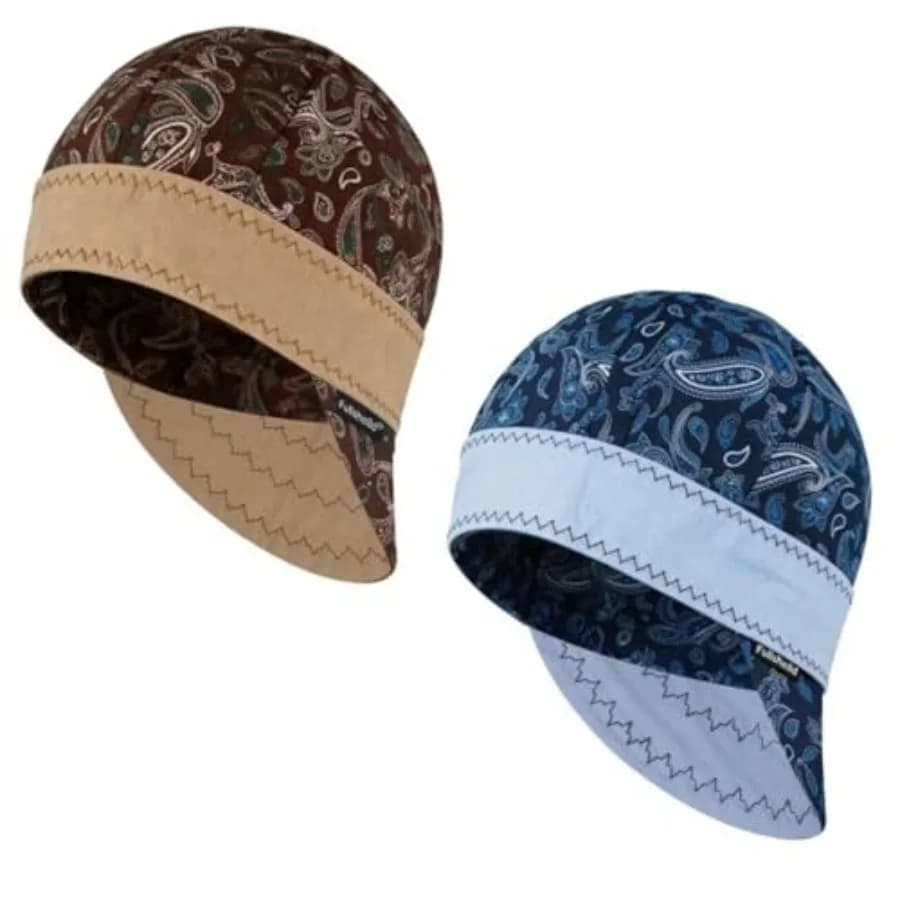 Fullsheild Reversible Welding Cap Flame Resistant CAT 2 Protective FR Welder Hats 6 Pannel Lightweight Printed for Men Women