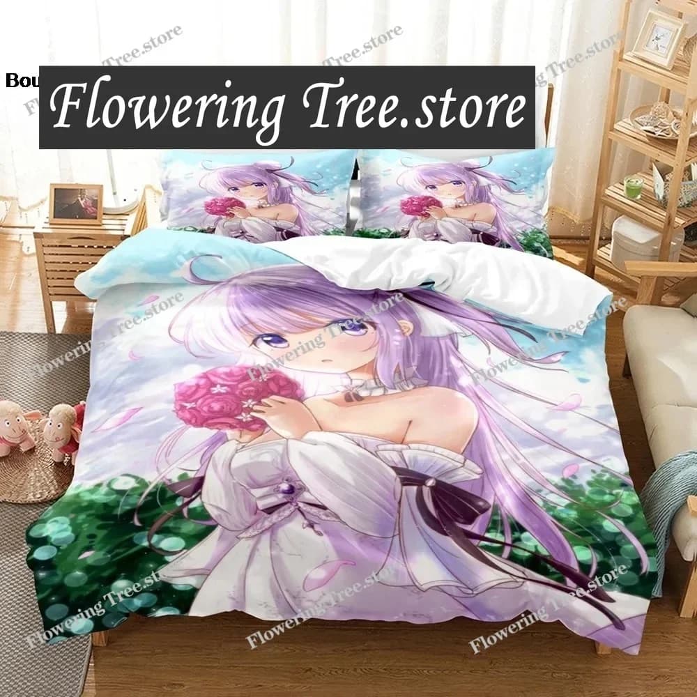 Set di biancheria da letto Anime - Azur Lane, set completo per letto singolo, matrimoniale, queen size, king size, per adulti e bambini, set copripiumino e lenzuola.