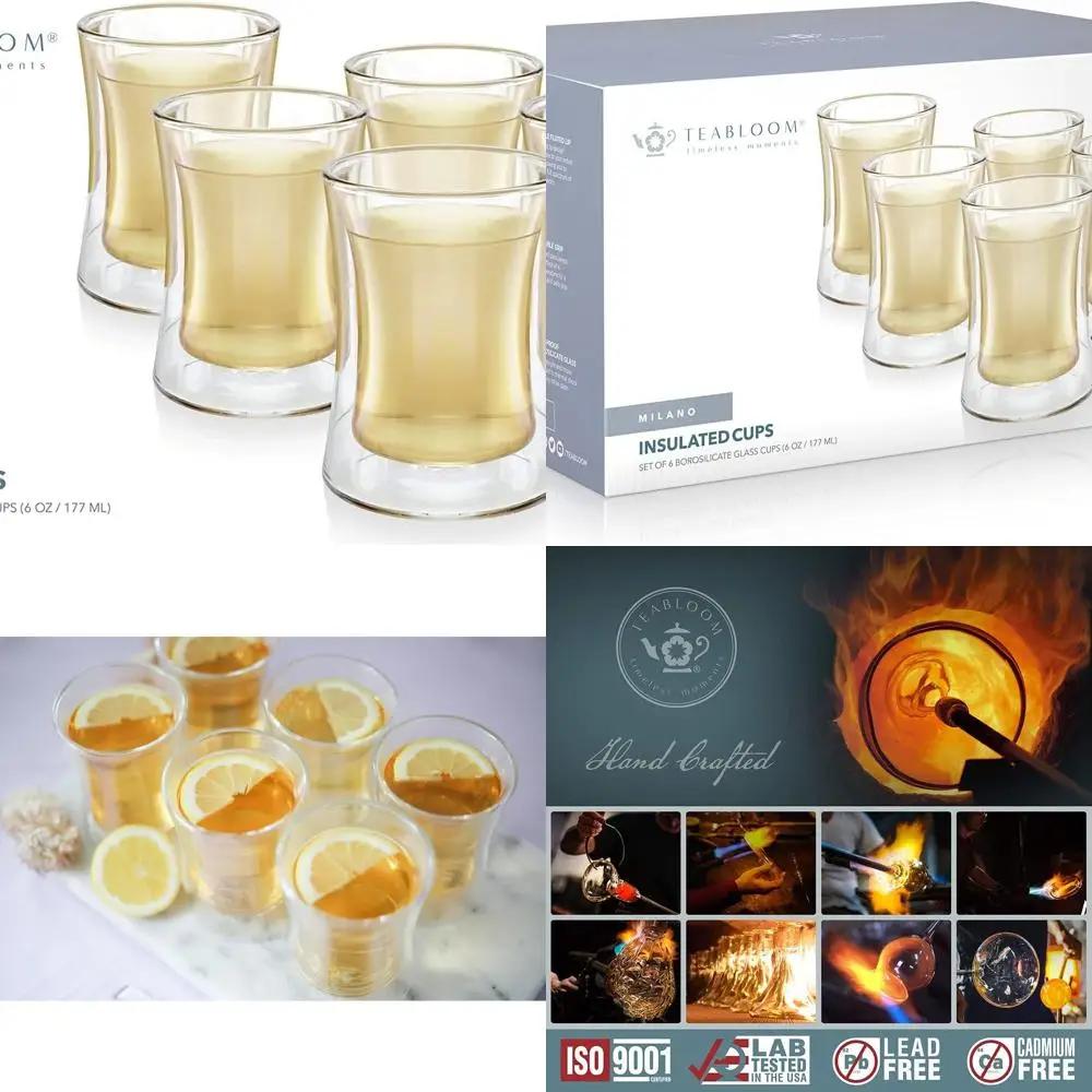 Set di 6 bicchieri da tè turchi isolati a doppia parete, capacità di 6 Oz