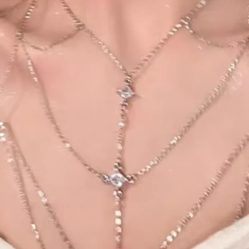 Collana a Catena per il Petto Estiva, Gioiello Scintillante per il Corpo, Sexy Catena per Bikini da Donna, Ideale per la Spiaggia Estiva