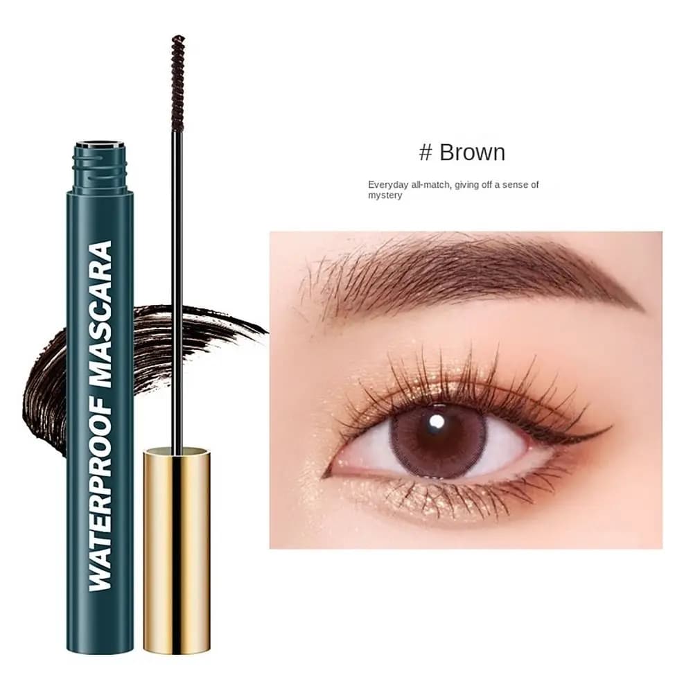 Mascara Naturale Impermeabile Ultra Fine, Cosmetico per Occhi Nero Marrone, Strumento per Arricciare le Ciglia, Trucco Colorato per Donne