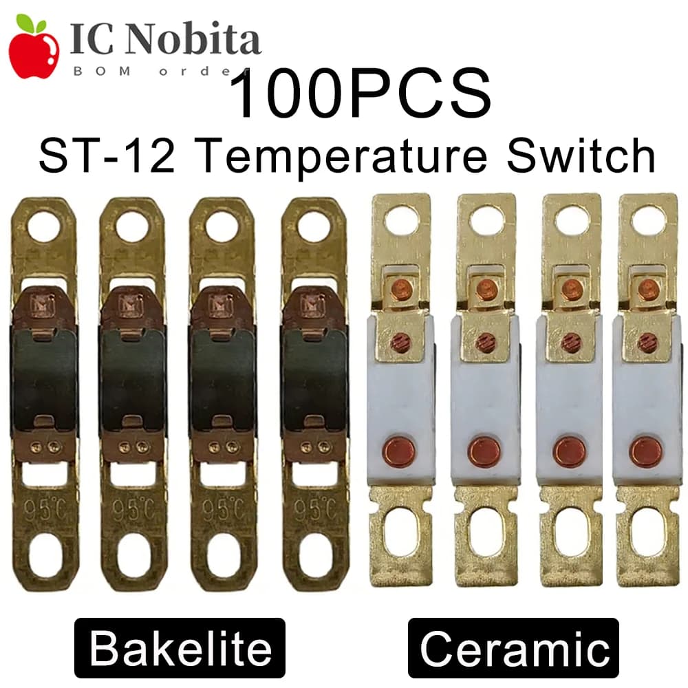 100PCS ST-12 Interruttore di temperatura Termostato Asciugacapelli in ceramica Protezione da surriscaldamento NC per ventilatore e riscaldatore ad aria calda 70-150C