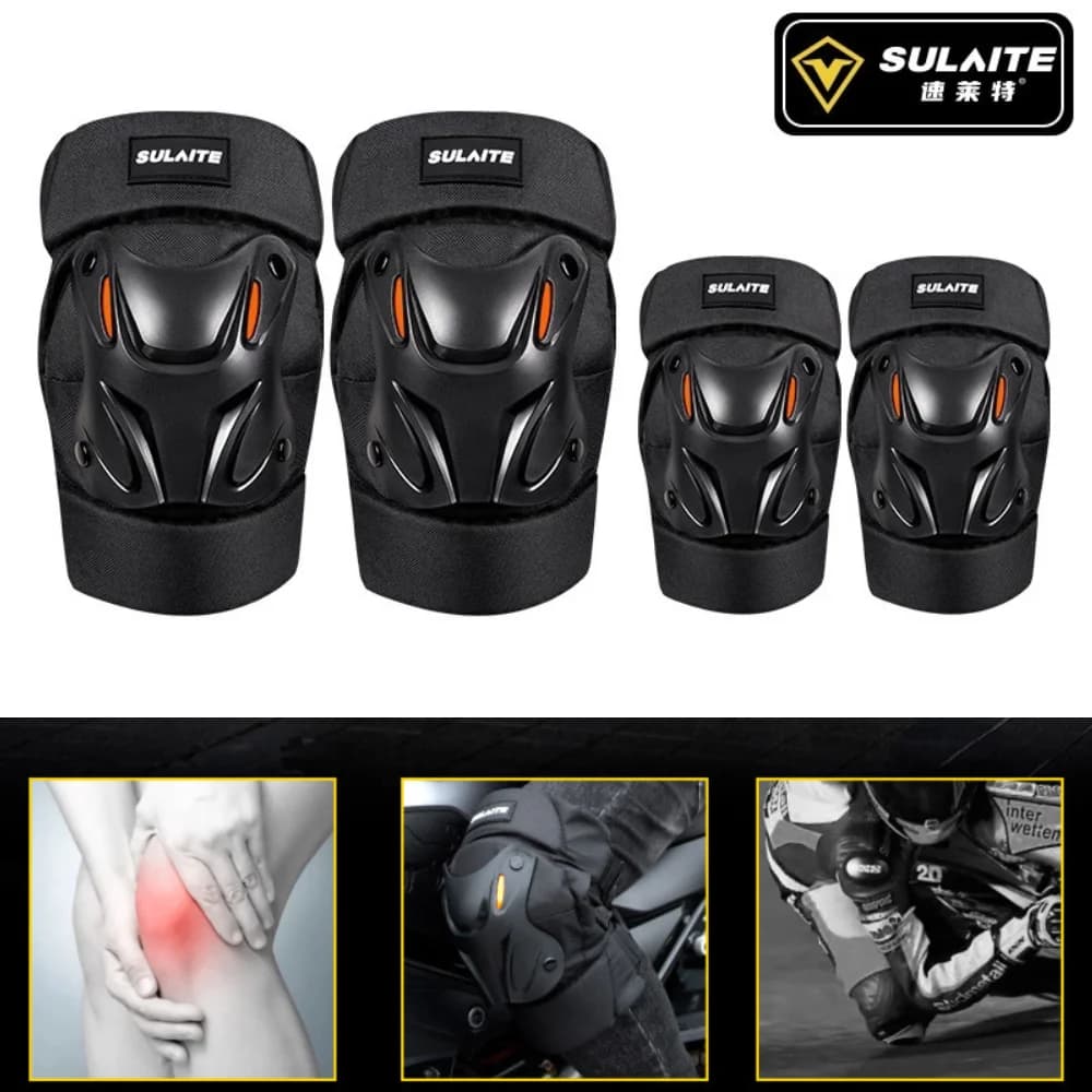 A pair of knee pads and elbows for motorcycle. For driving protection, MTB racing, off-road motorcycles