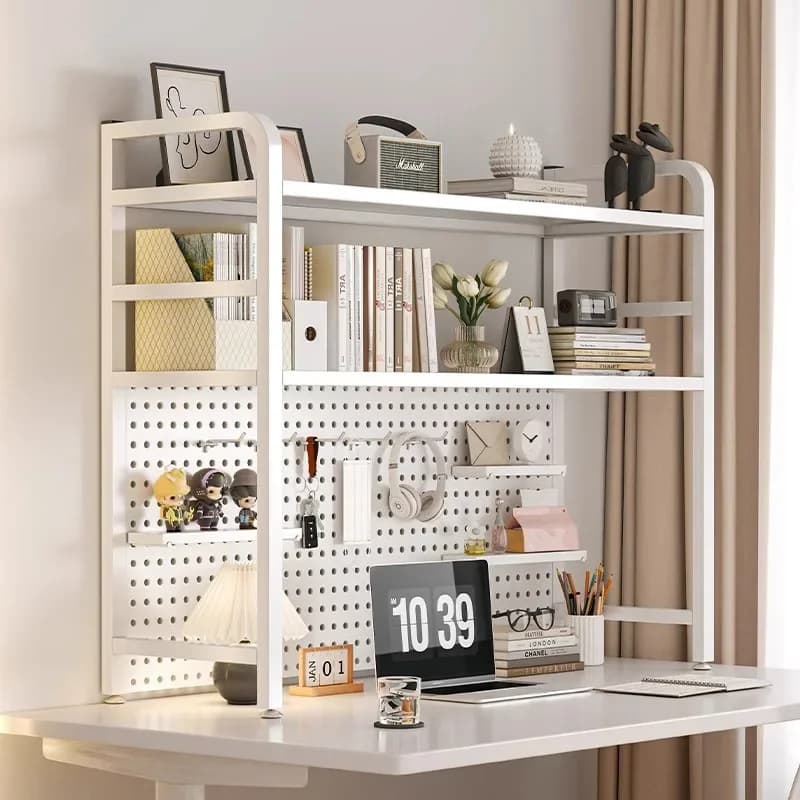 Table Hole Board Shelf Study Table Wrought Iron Multi-layer Storage Shelf Hardware Shelf Student Desktop Storage Bookshelf