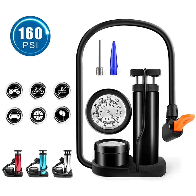 Accessori per biciclette portatili per biciclette Pompa di gonfiaggio a pedale con valvola multifunzionale Risparmia energia per pompa d'aria per bici elettrica