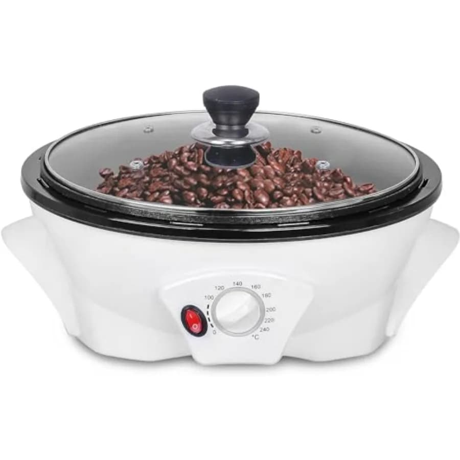 Tostacaffè Elettrico per Uso Domestico, Capacità 1.1lb, Controllo Temperatura 0-240°C ℃ Antiaderente, perfetto per la cottura al forno per principianti, 1