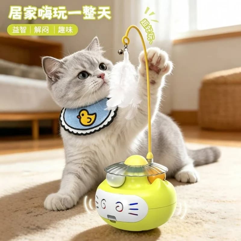Cat tumbler light-up toy for entertaining cats Feathered bell toy for self-entertainment and boredom relief