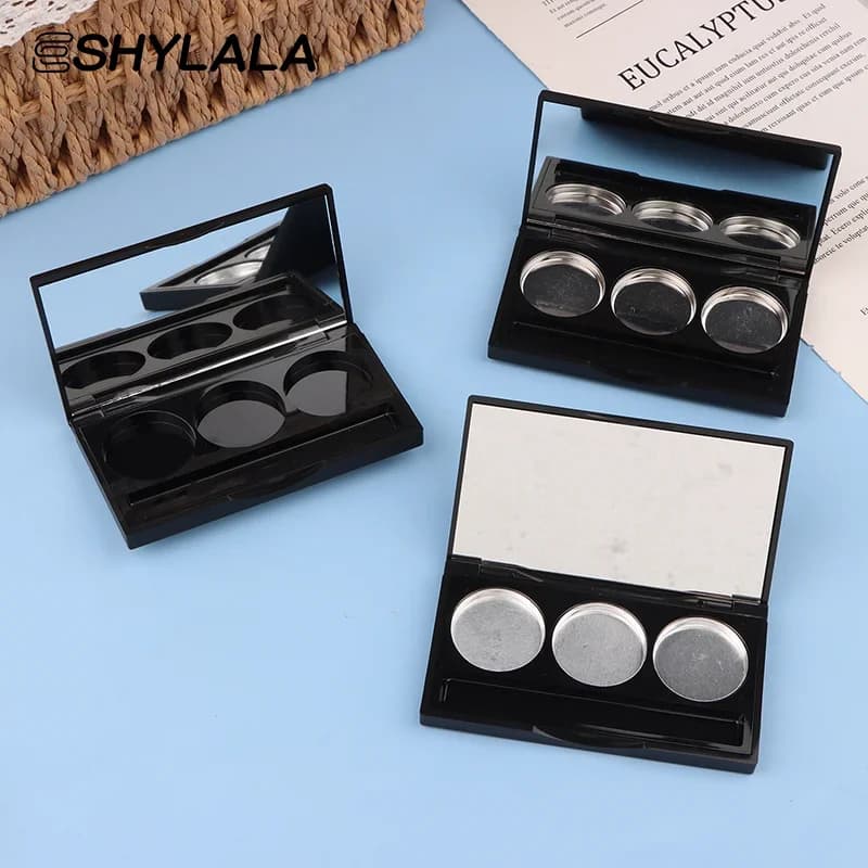 Square Empty Umbrella Palette with Fixed Adhesive and Aluminum Plate Plastic Cosmetic Container Clear Makeup Case