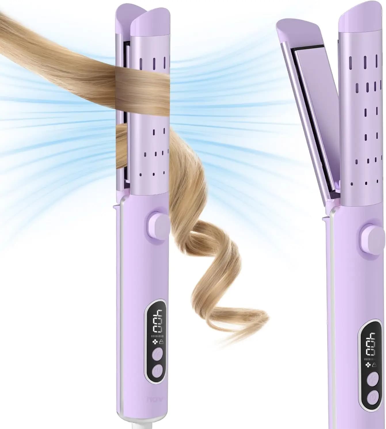Iron curling hair with air flow for long-lasting curls - Hair plate and iron ceramic plate 2 in 1, 1.25 inch curling wand