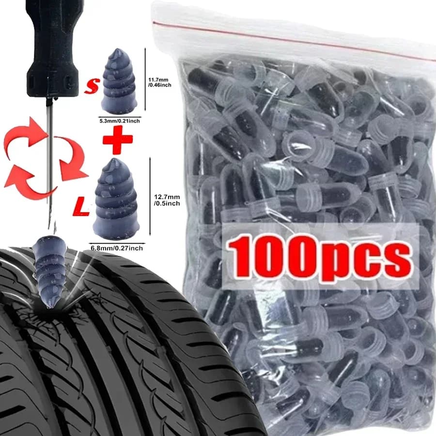 Kit di Riparazione Pneumatici Sottovuoto 10-50 Pezzi per Auto e Moto, Set di Attrezzi per Riparazione Pneumatici Tubeless in Gomma, Chiodi per Riparazione Pneumatici Senza Colla