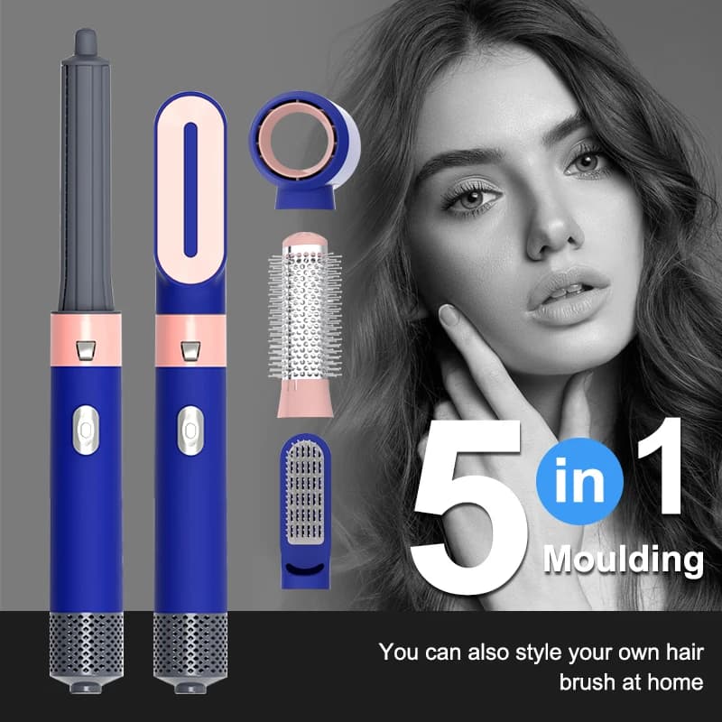 Set per acconciature 5 in 1 Spazzole per capelli elettriche Airwrap professionali Pettine caldo Piastra per capelli Asciugacapelli