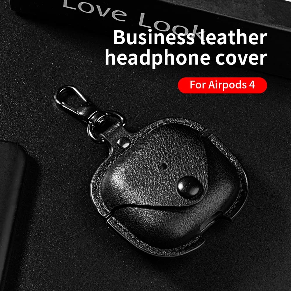 Per Airpods 4 4th Custodia in pelle retrò stile business Custodie per auricolari per Apple AirPods 4 generazione 2024 Cover Auricolare Shell Gancio